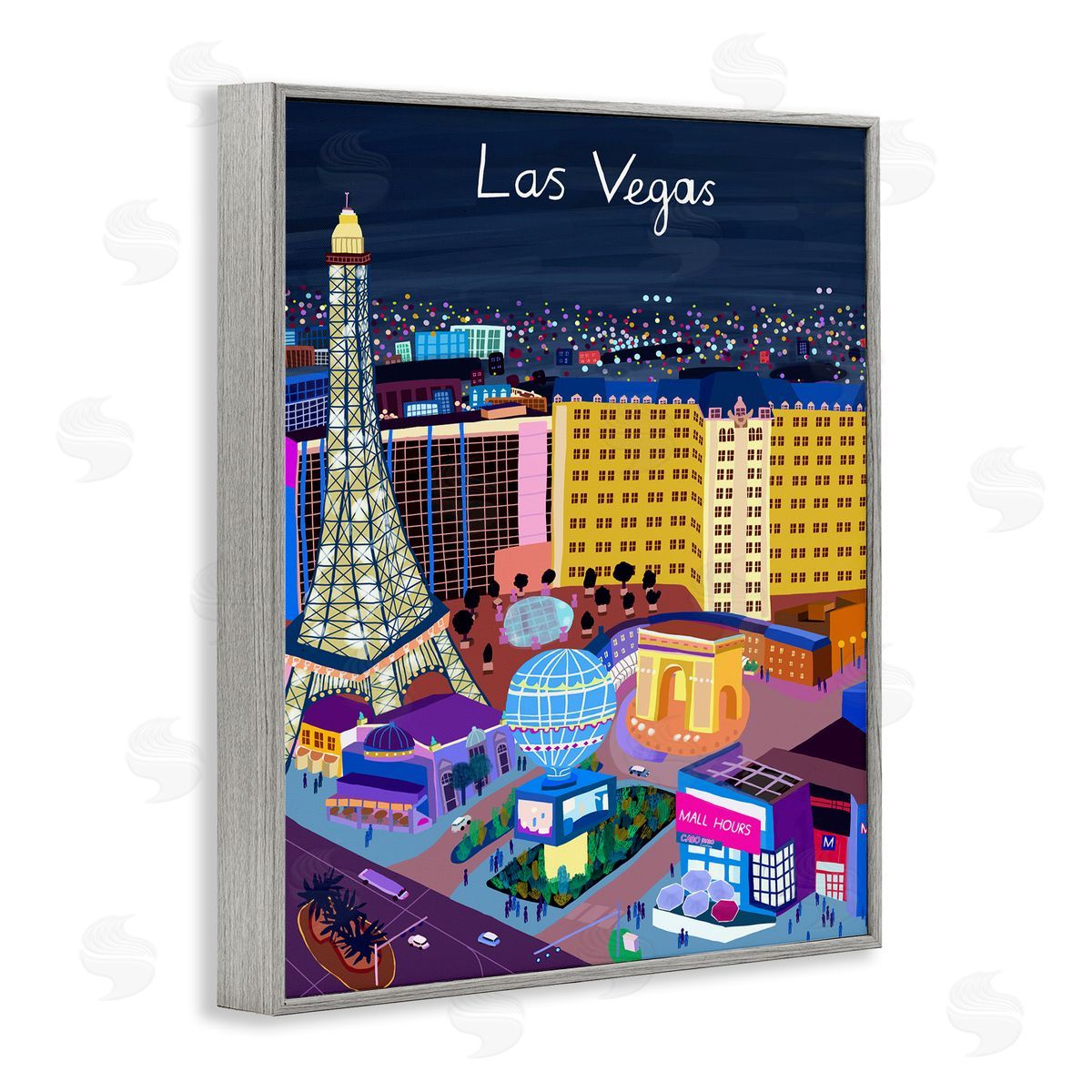 Carla Daly Playful Vegas California Landmarks Illustration Gray Framed Giclee Wall Art