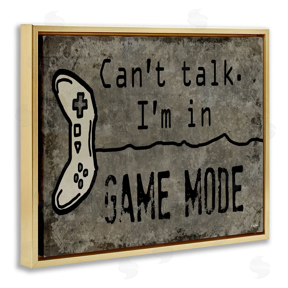 Denise Sullivan Can't Talk Game Mode Quote Gold Floater Frame Canvas Art