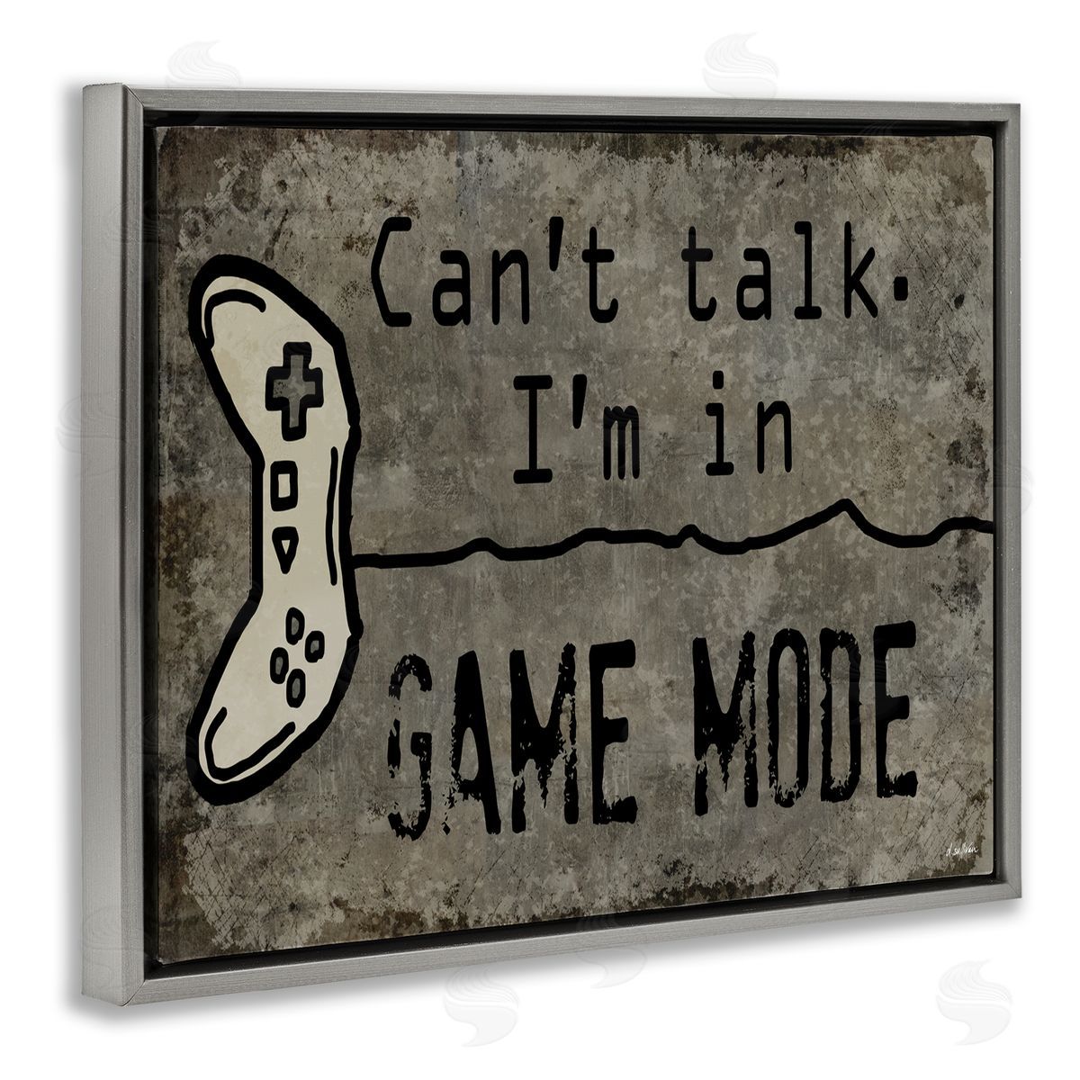 Denise Sullivan Can't Talk Game Mode Quote Gray Floater Frame Canvas Art