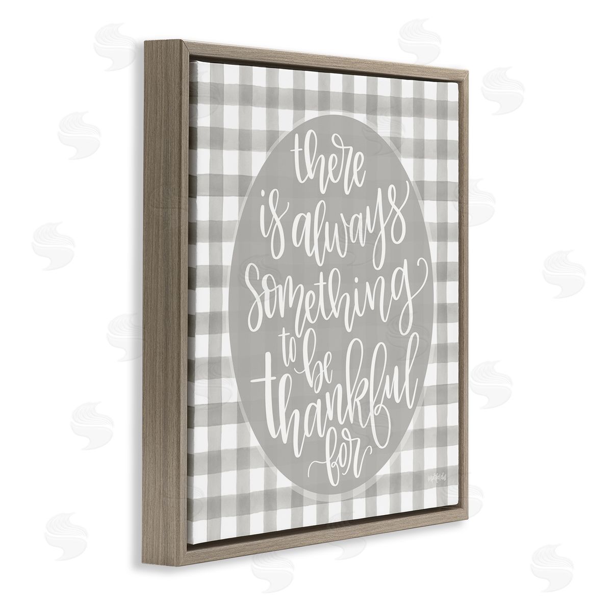 Imperfect Dust Always Something Thankful Phrase Plaid Brown Floater Frame Canvas Art