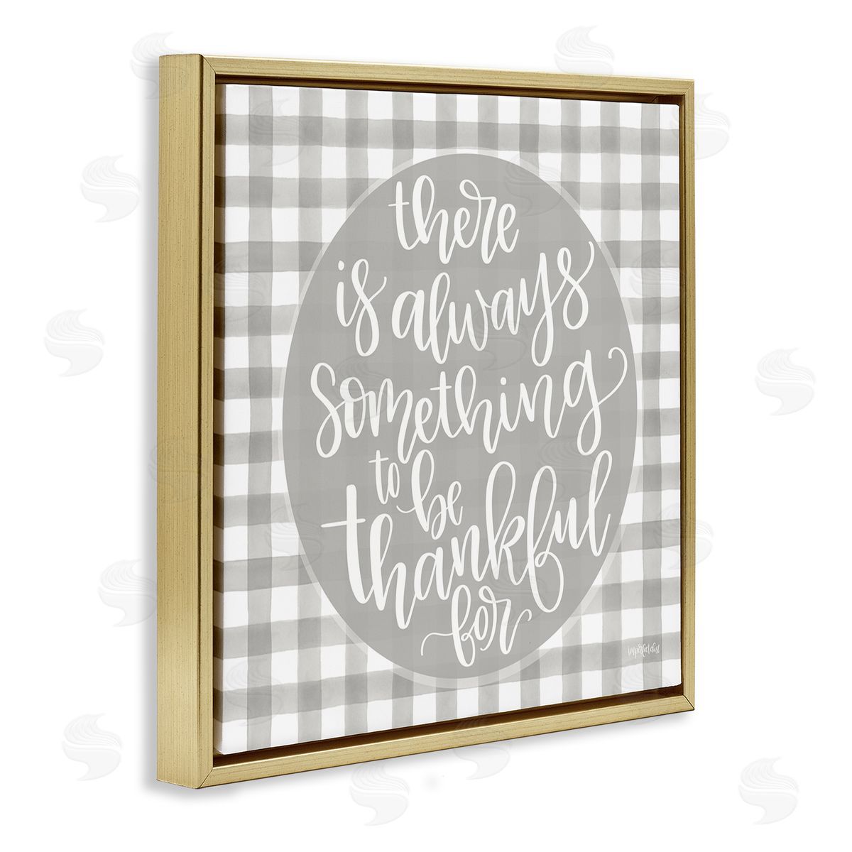 Imperfect Dust Always Something Thankful Phrase Plaid Gold Floater Frame Canvas Art