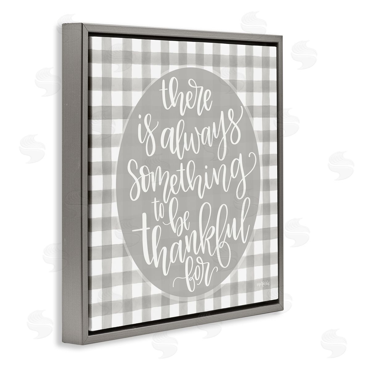 Imperfect Dust Always Something Thankful Phrase Plaid Gray Floater Frame Canvas Art