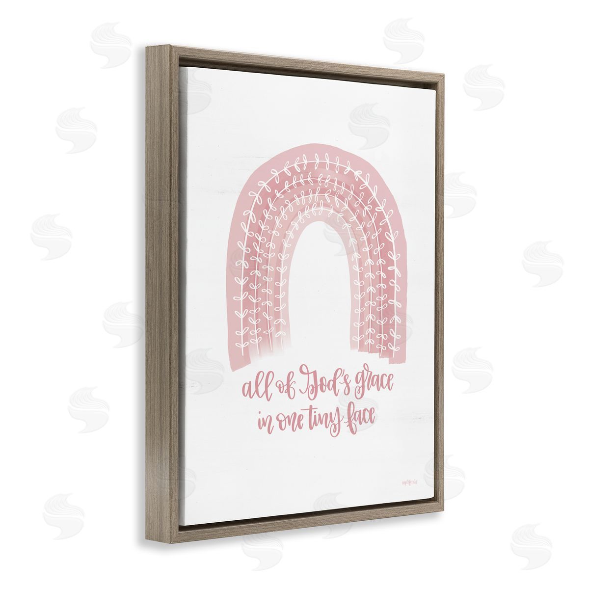 Imperfect Dust God's Grace Phrase Pink Rainbow Brown Floater Frame Canvas Art