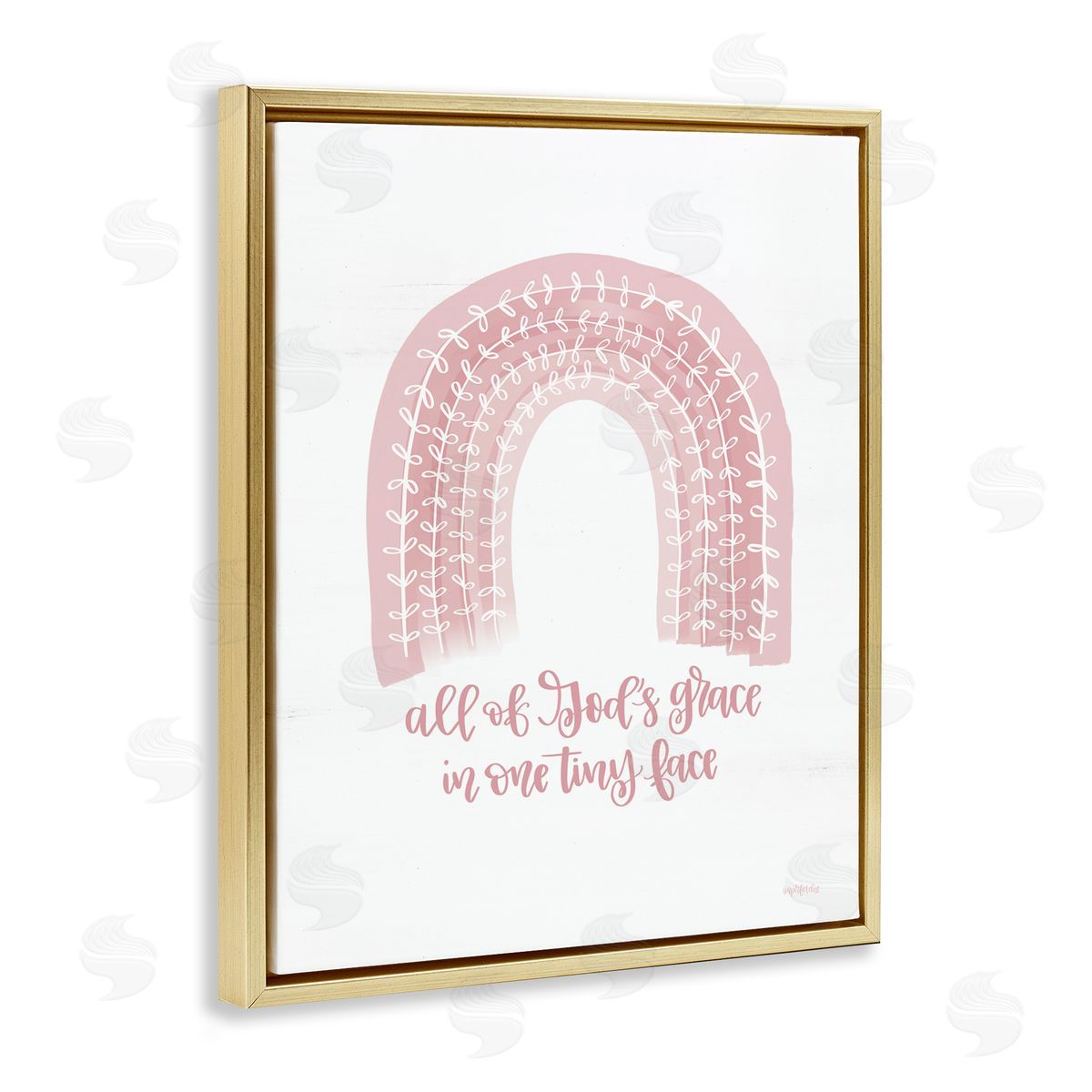 Imperfect Dust God's Grace Phrase Pink Rainbow Gold Floater Frame Canvas Art
