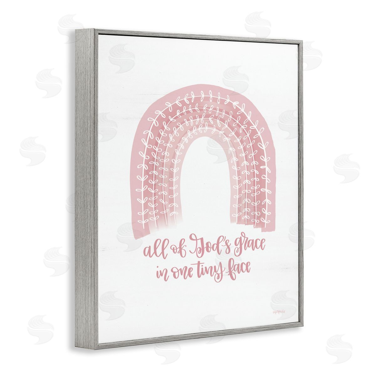 Imperfect Dust God's Grace Phrase Pink Rainbow Gray Framed Giclee Wall Art