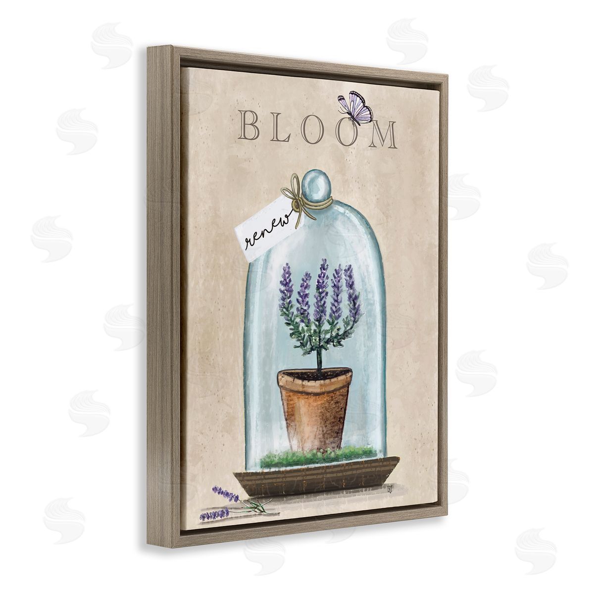 Elizabeth Tyndall Bloom and Renew Lavender Cloche Brown Floater Frame Canvas Art