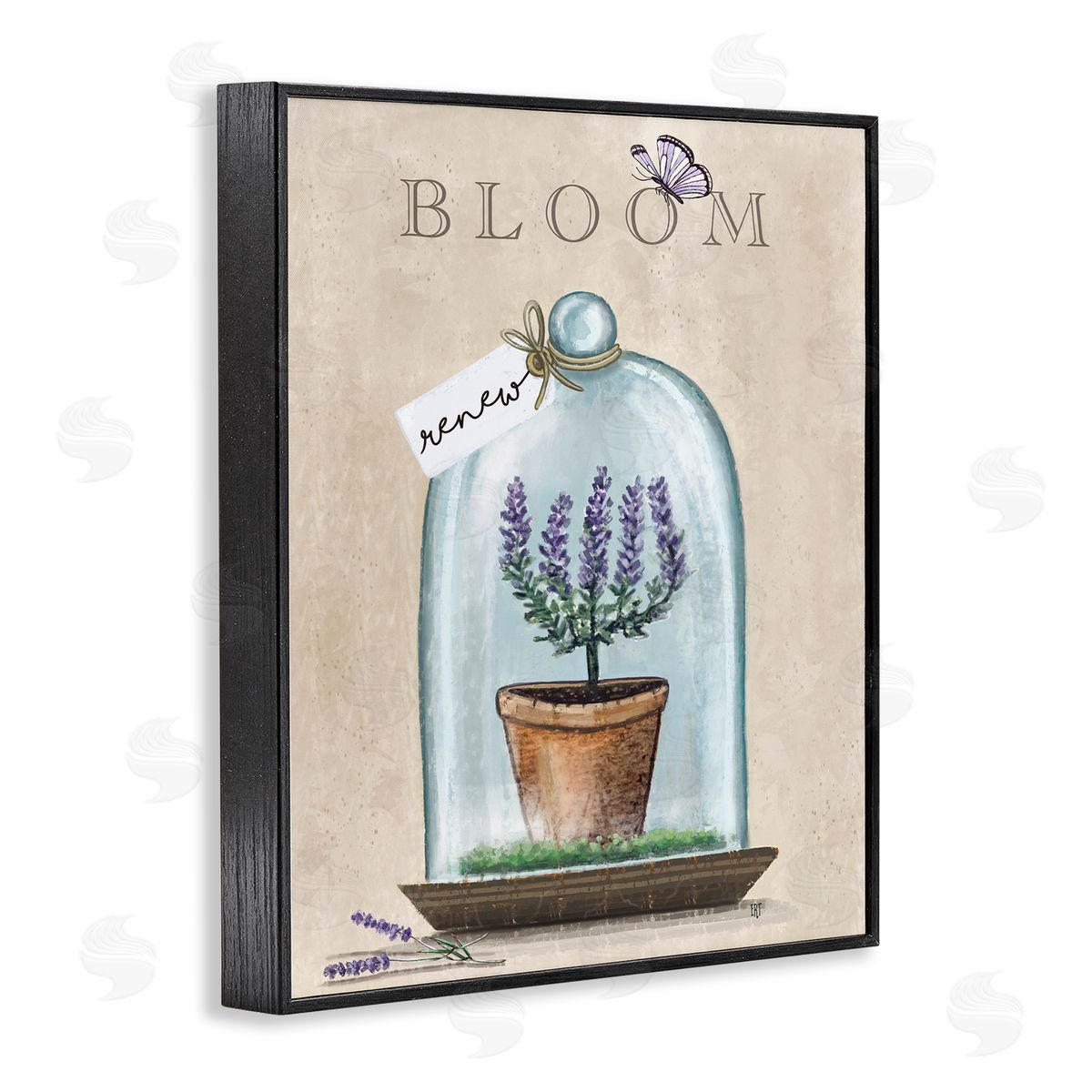 Elizabeth Tyndall Bloom and Renew Lavender Cloche Black Framed Giclee Wall Art