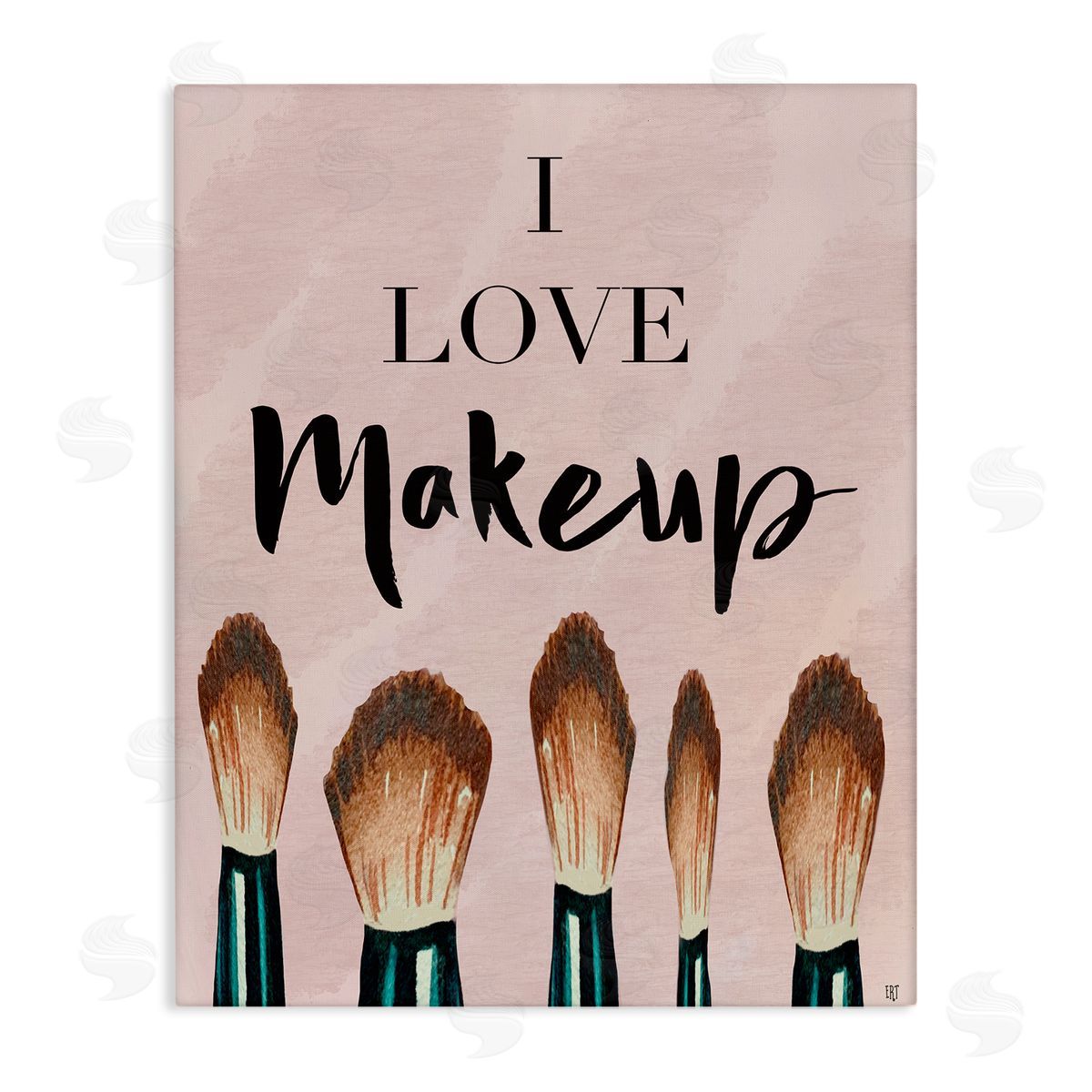 Elizabeth Tyndall I Love Makeup Pink Cosmetic Brushes Canvas Wall Art
