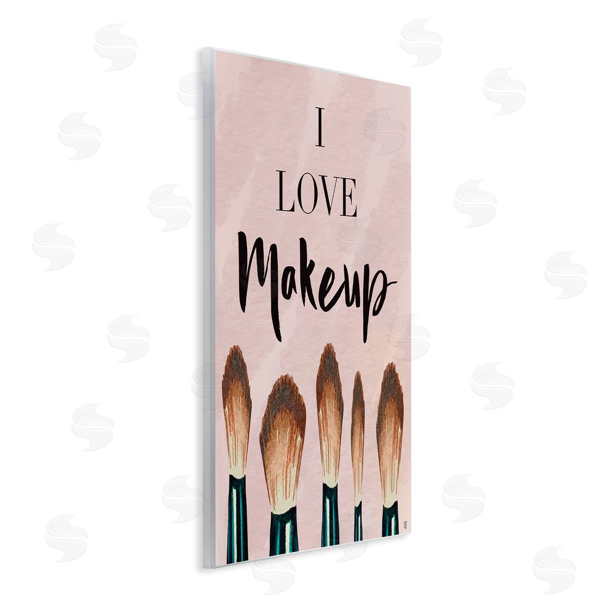 Elizabeth Tyndall I Love Makeup Pink Cosmetic Brushes Wall Plaque Art