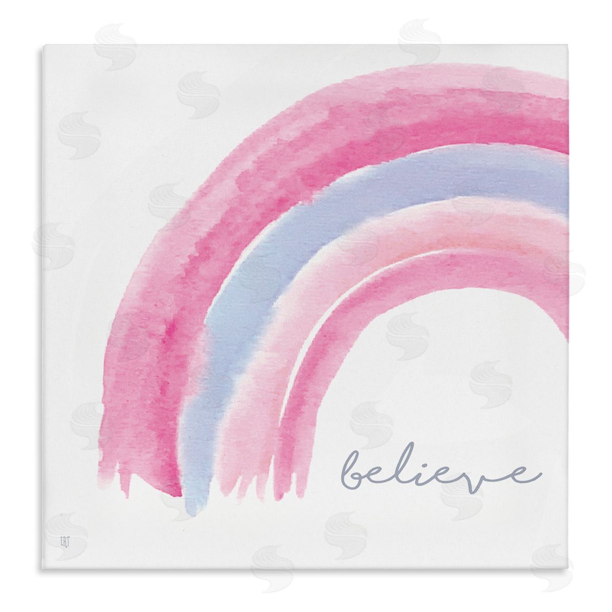 Elizabeth Tyndall Believe Watercolor Pink Purple Rainbow Canvas Wall Art
