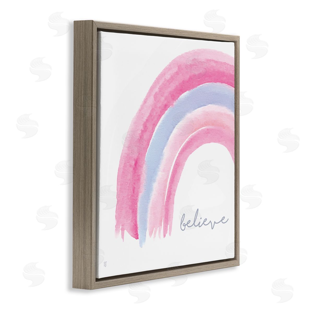 Elizabeth Tyndall Believe Watercolor Pink Purple Rainbow Brown Floater Frame Canvas Art