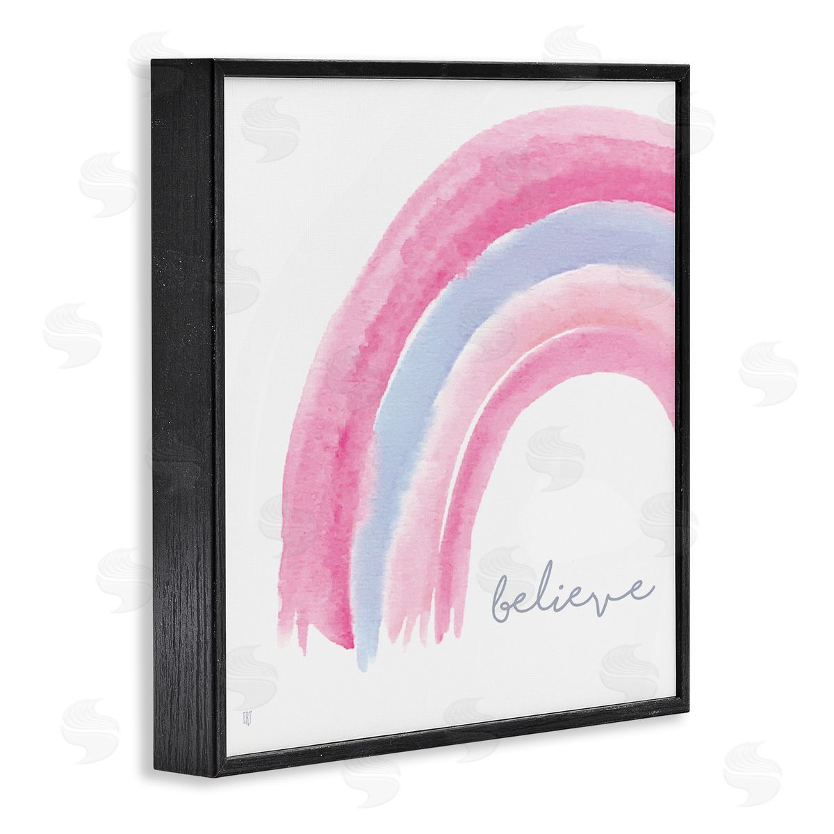 Elizabeth Tyndall Believe Watercolor Pink Purple Rainbow Black Framed Giclee Wall Art