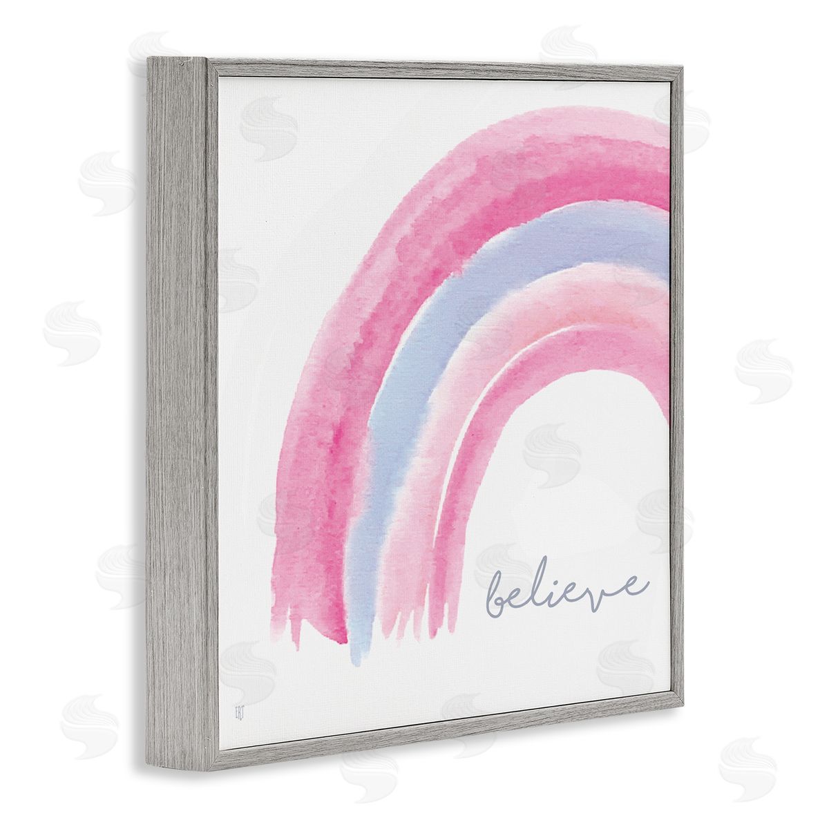Elizabeth Tyndall Believe Watercolor Pink Purple Rainbow Gray Framed Giclee Wall Art