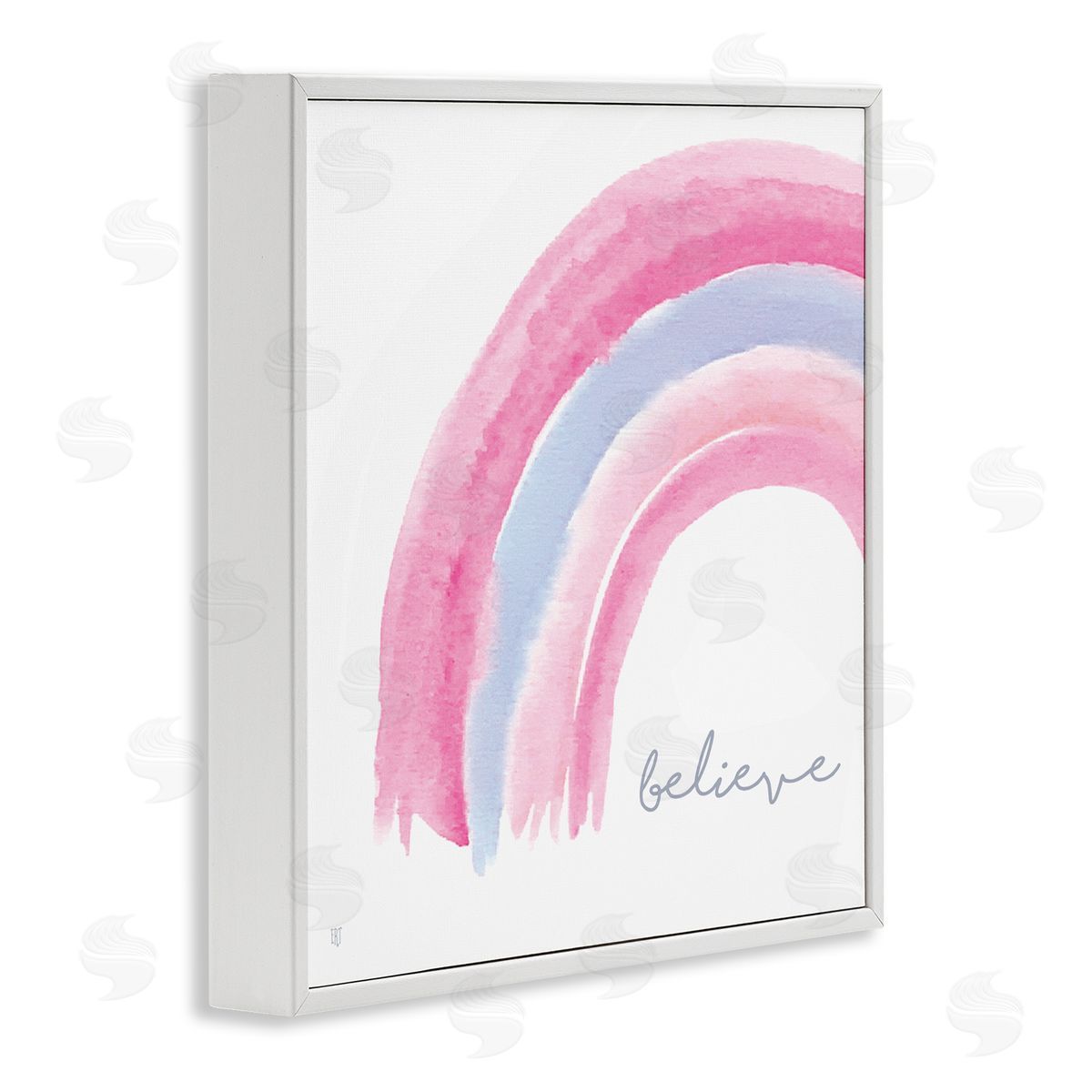 Elizabeth Tyndall Believe Watercolor Pink Purple Rainbow White Framed Giclee Wall Art