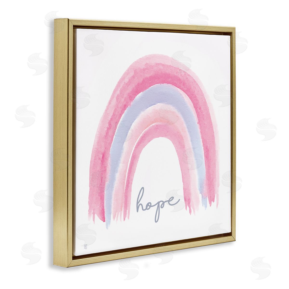 Elizabeth Tyndall Hope Watercolor Pink Purple Rainbow Gold Floater Frame Canvas Art