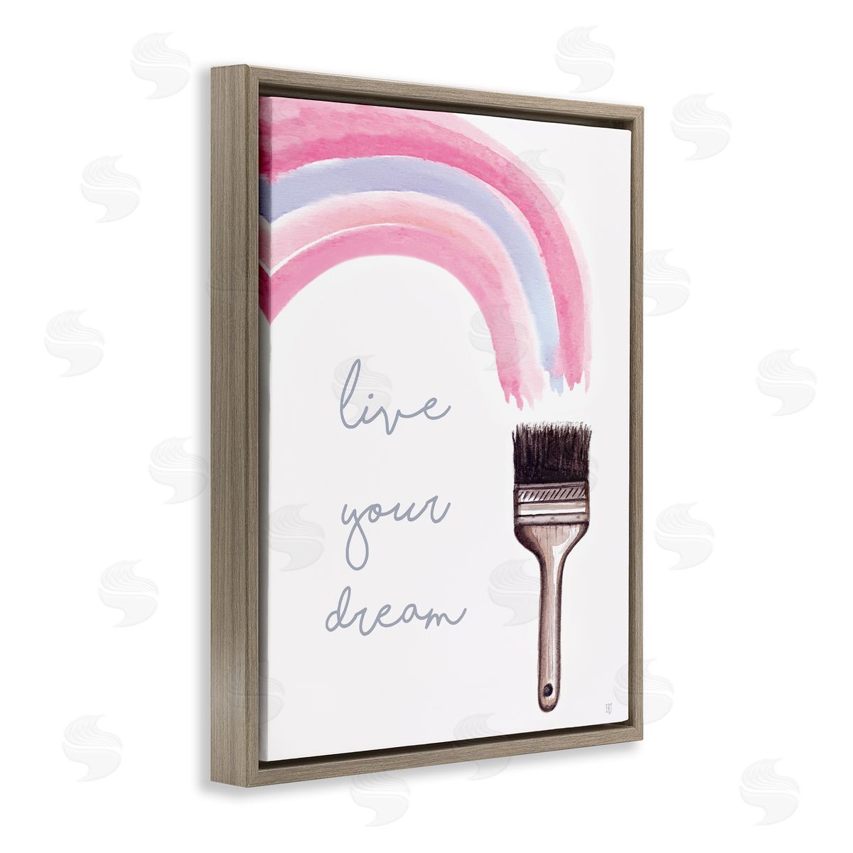Elizabeth Tyndall Live Your Dream Paintbrush Rainbow Brown Floater Frame Canvas Art