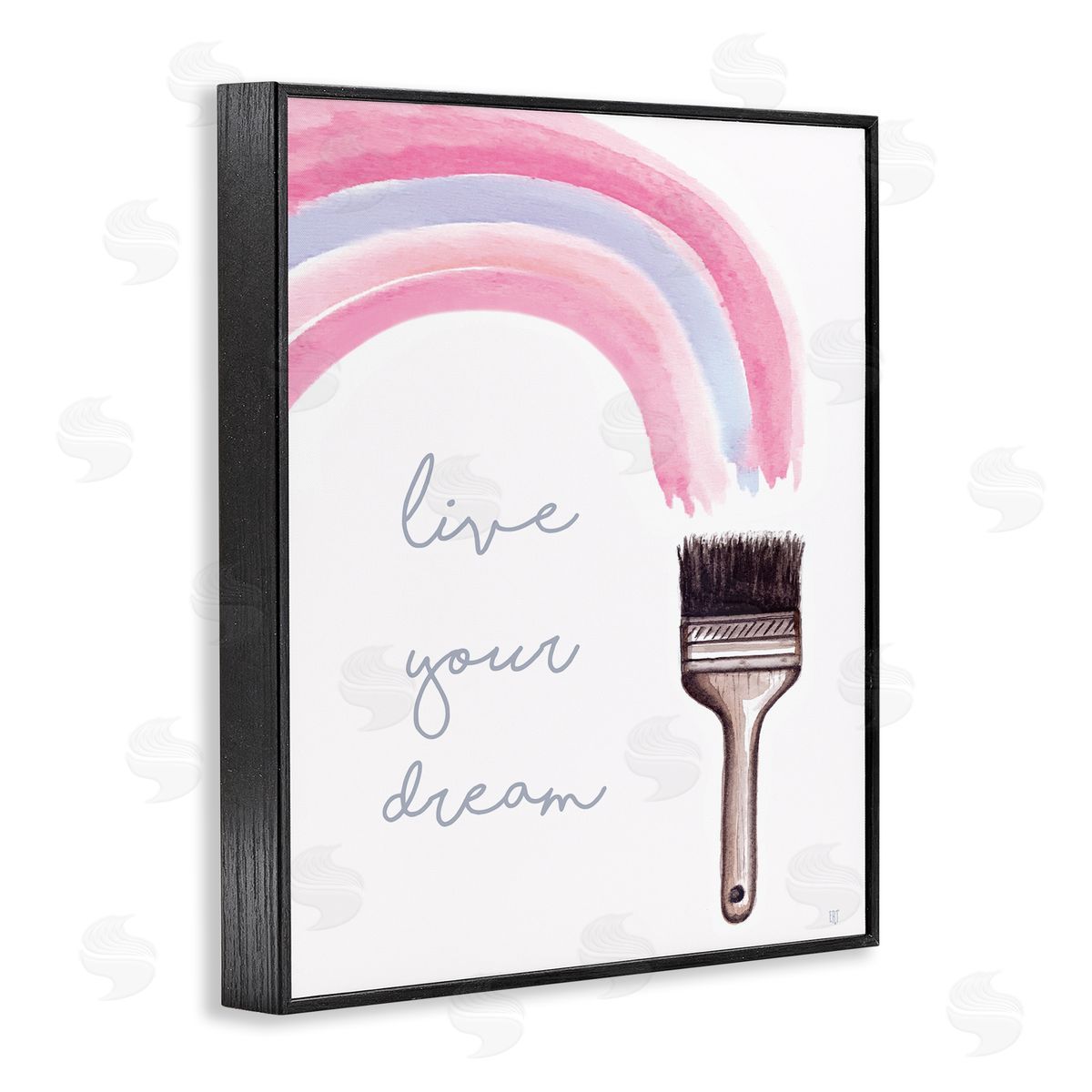 Elizabeth Tyndall Live Your Dream Paintbrush Rainbow Black Framed Giclee Wall Art