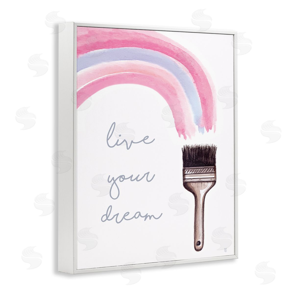 Elizabeth Tyndall Live Your Dream Paintbrush Rainbow White Framed Giclee Wall Art