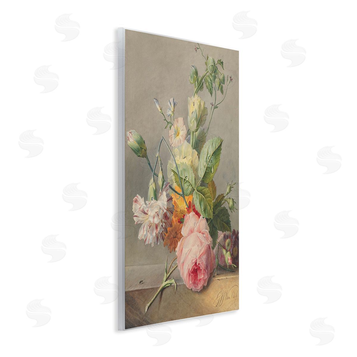 Ziwei Li Vintage Pink Florals on Table Wall Plaque Art