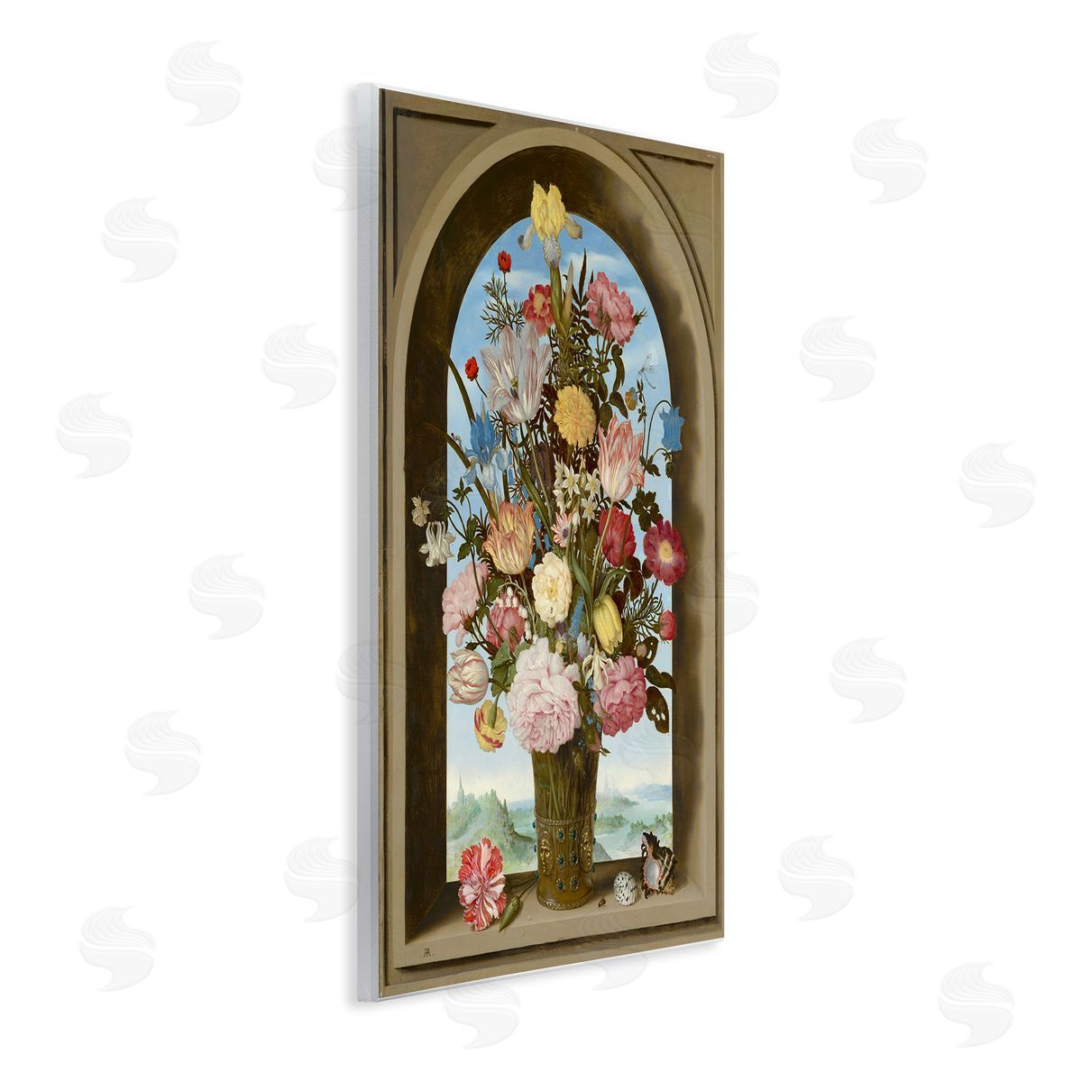 Ziwei Li Vintage Floral Bouquet Gothic Window Wall Plaque Art