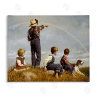 Jim Daly | Meadow Children under Rainbow with Dog