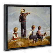 Jim Daly | Meadow Children under Rainbow with Dog