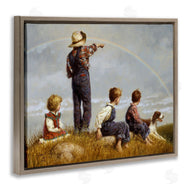 Jim Daly | Meadow Children under Rainbow with Dog