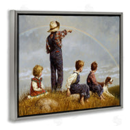 Jim Daly | Meadow Children under Rainbow with Dog