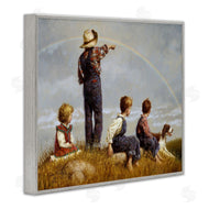 Jim Daly | Meadow Children under Rainbow with Dog