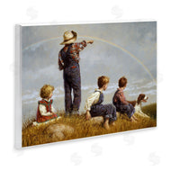 Jim Daly | Meadow Children under Rainbow with Dog