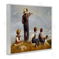 Jim Daly | Meadow Children under Rainbow with Dog