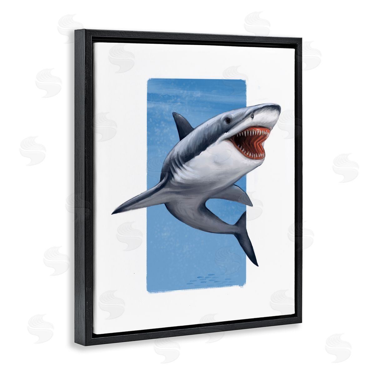 Ziwei Li Jaws Great White Shark Marine Life Black Floater Frame Canvas Art
