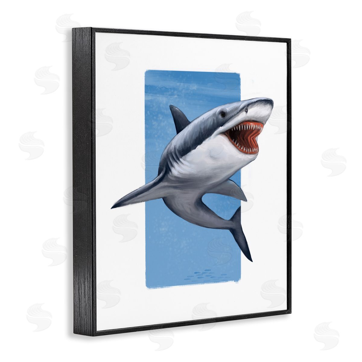 Ziwei Li Jaws Great White Shark Marine Life Black Framed Giclee Wall Art
