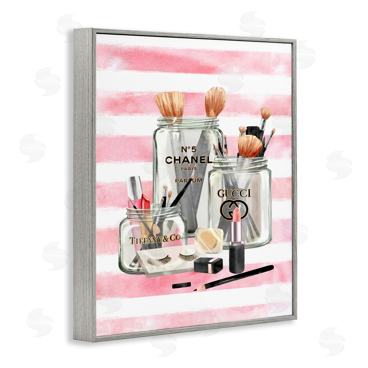 Ziwei Li Fashion Jars Pink Cosmetic Accessories Gray Framed Giclee Wall Art