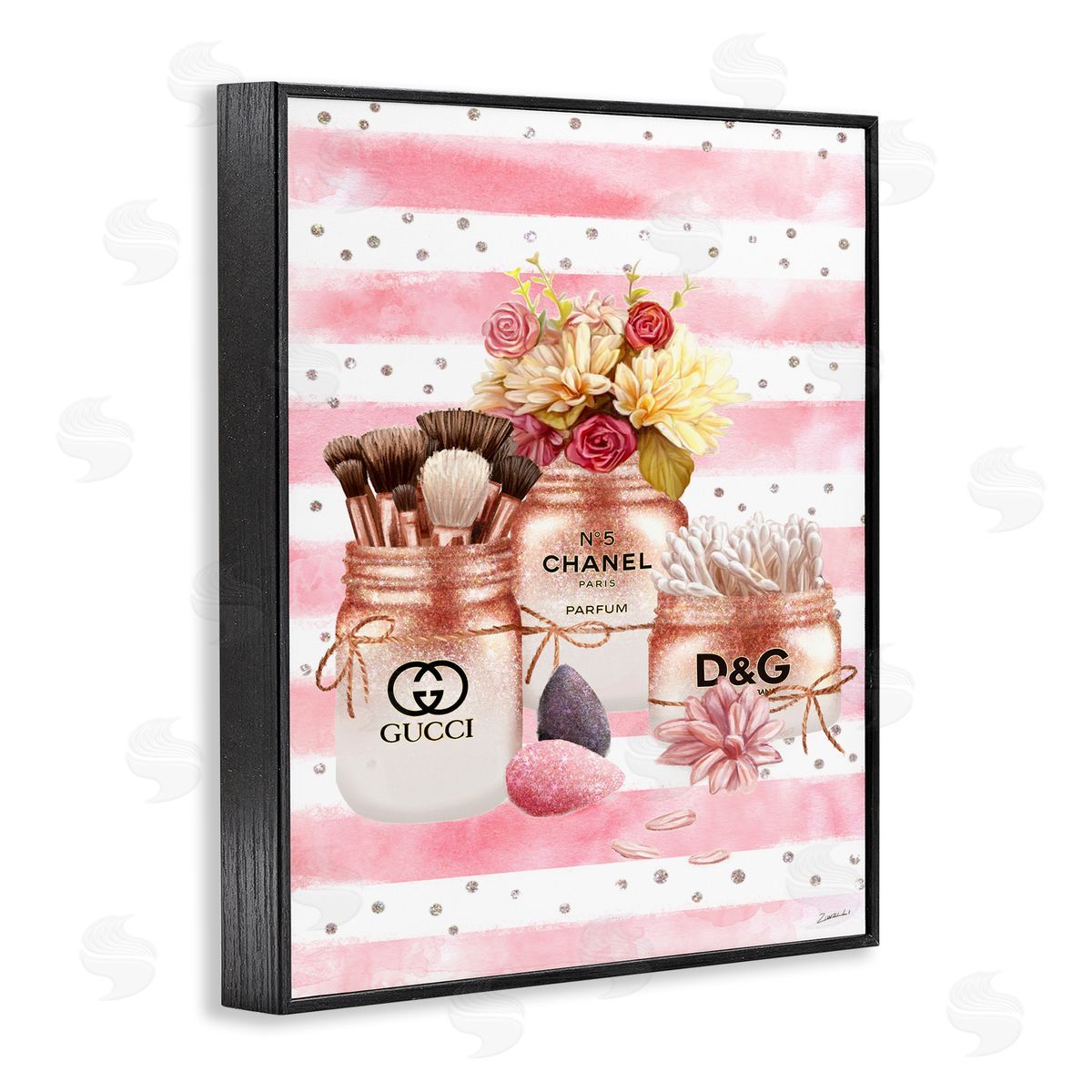 Ziwei Li Glam Floral and Fashion Jars Black Framed Giclee Wall Art