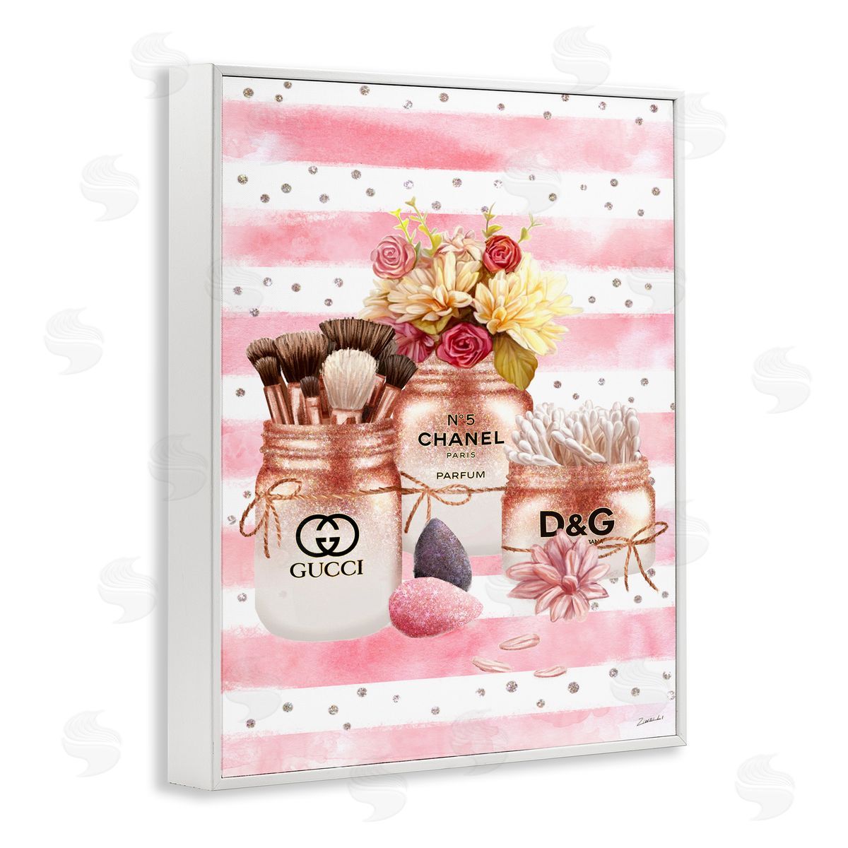Ziwei Li Glam Floral and Fashion Jars White Framed Giclee Wall Art