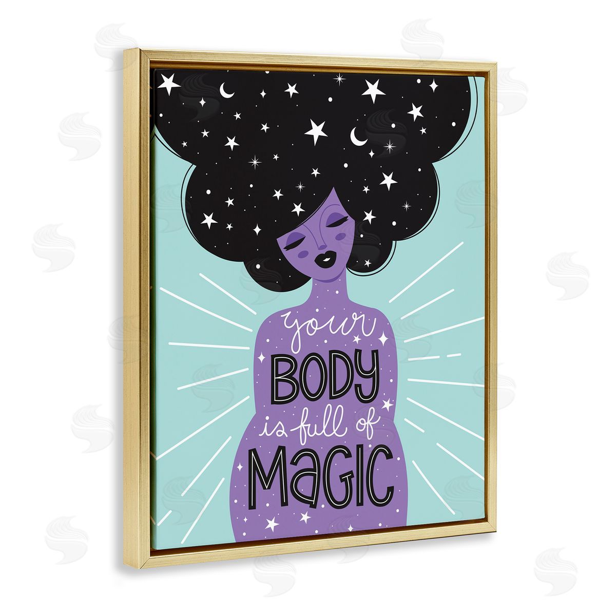 Ilis Avilés Body Full of Magic Astrological Hair Gold Floater Frame Canvas Art