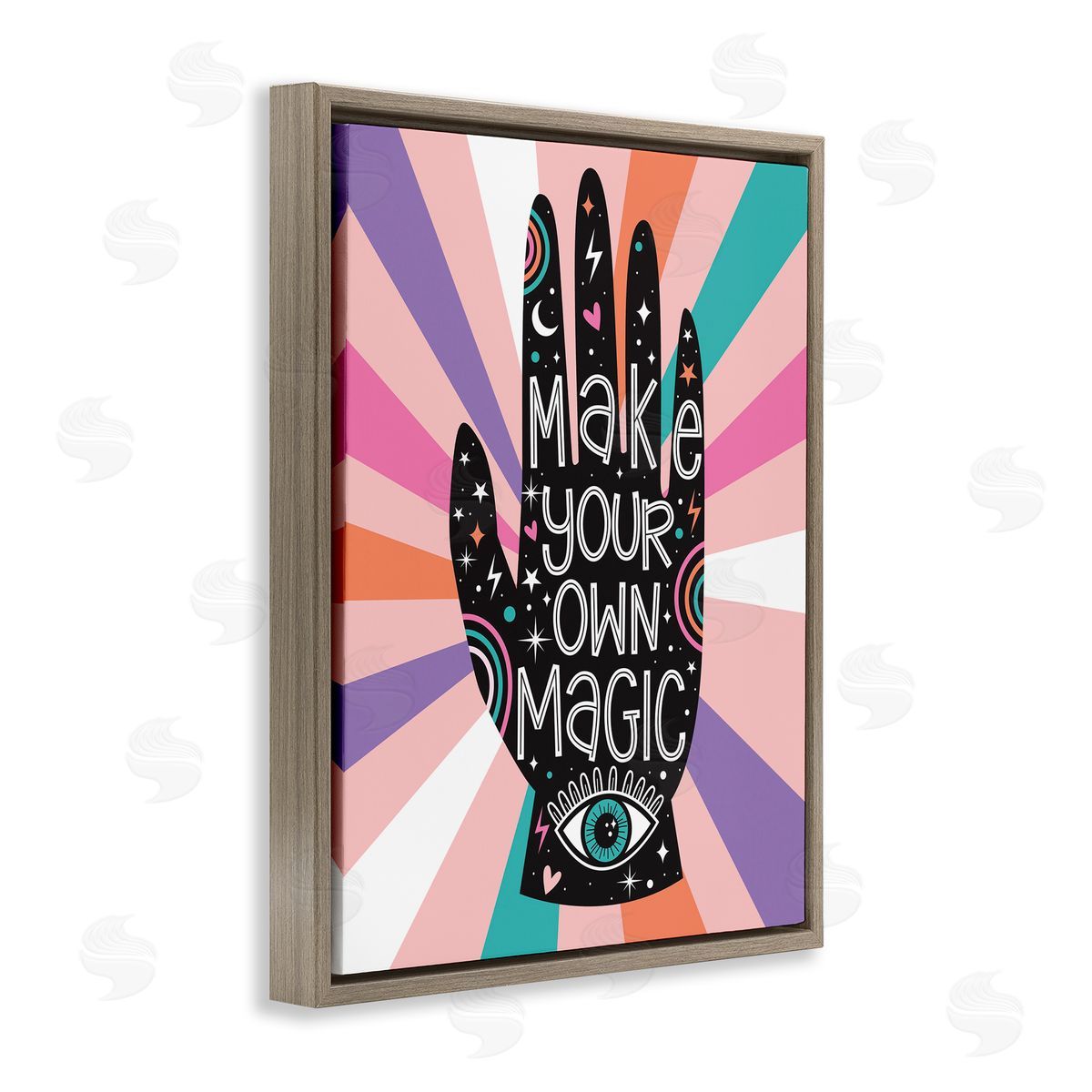 Ilis Avilés Make Your Own Magic Colorful Stripes Brown Floater Frame Canvas Art