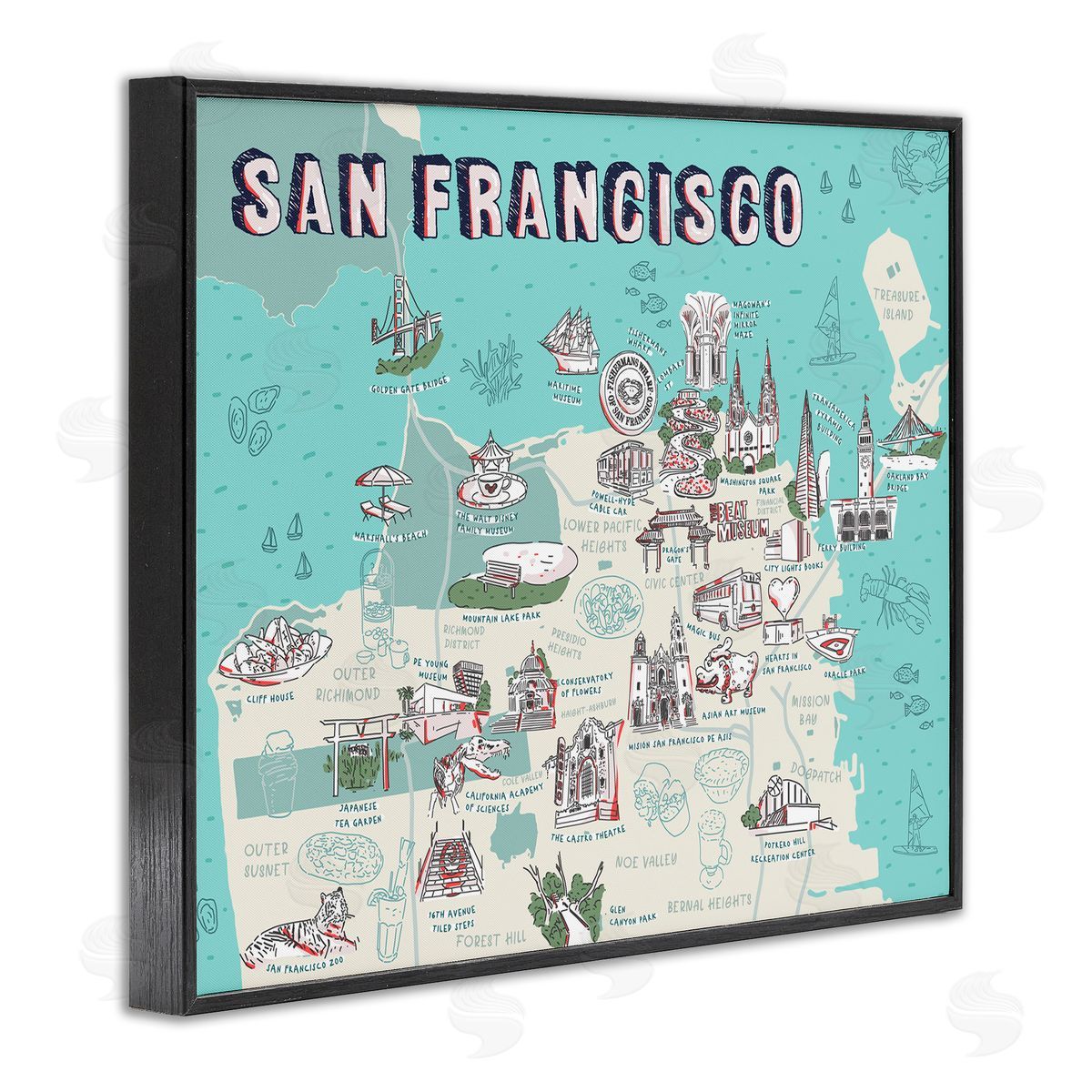Ziwei Li San Francisco California Tourist Destinations Black Framed Giclee Wall Art