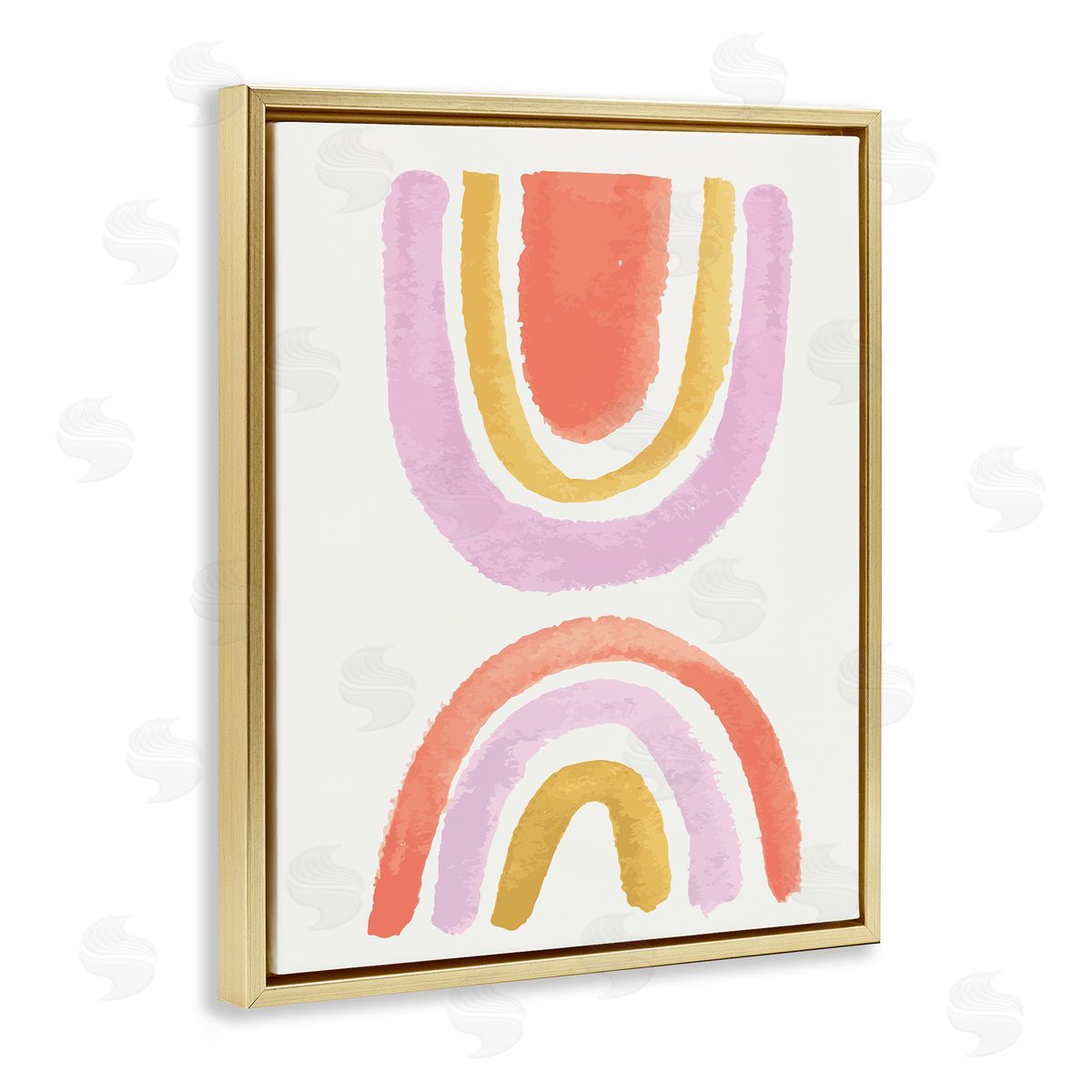 Jess Bruggink Watercolor Rainbow Arches Pink Yellow Red  Gold Floater Frame Canvas Art