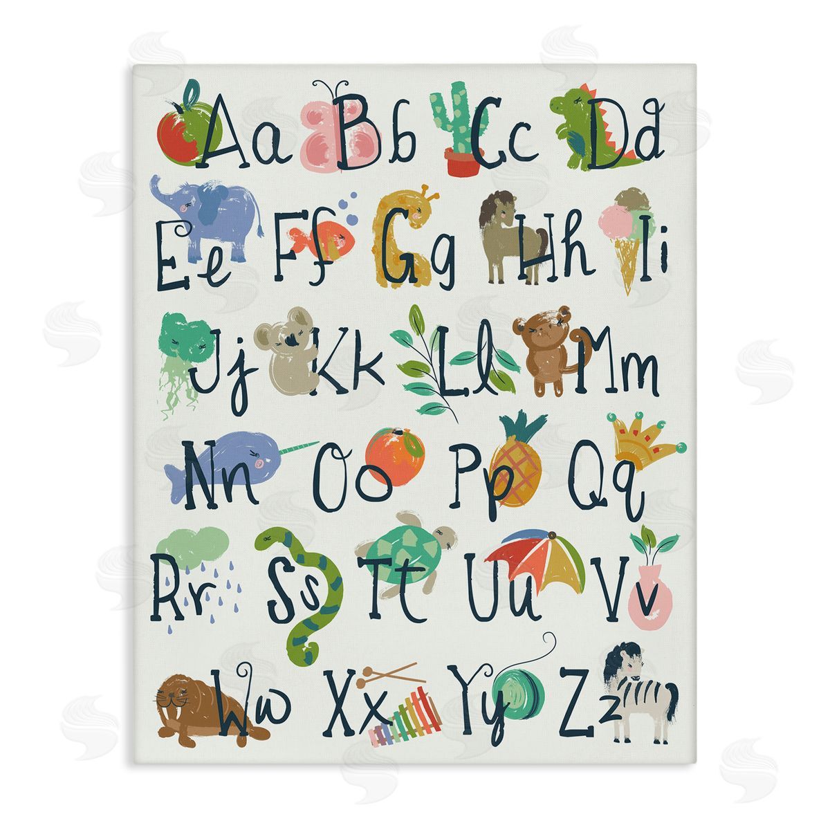 Jennifer Ellory Kids' Safari Animal Alphabet Illustrations Canvas Wall Art
