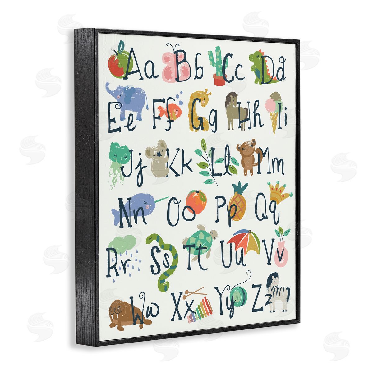 Jennifer Ellory Kids' Safari Animal Alphabet Illustrations Black Framed Giclee Wall Art