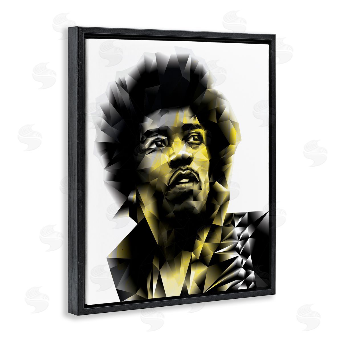 Elisaveta Stoilova Geometric Yellow Male Portrait Black Floater Frame Canvas Art