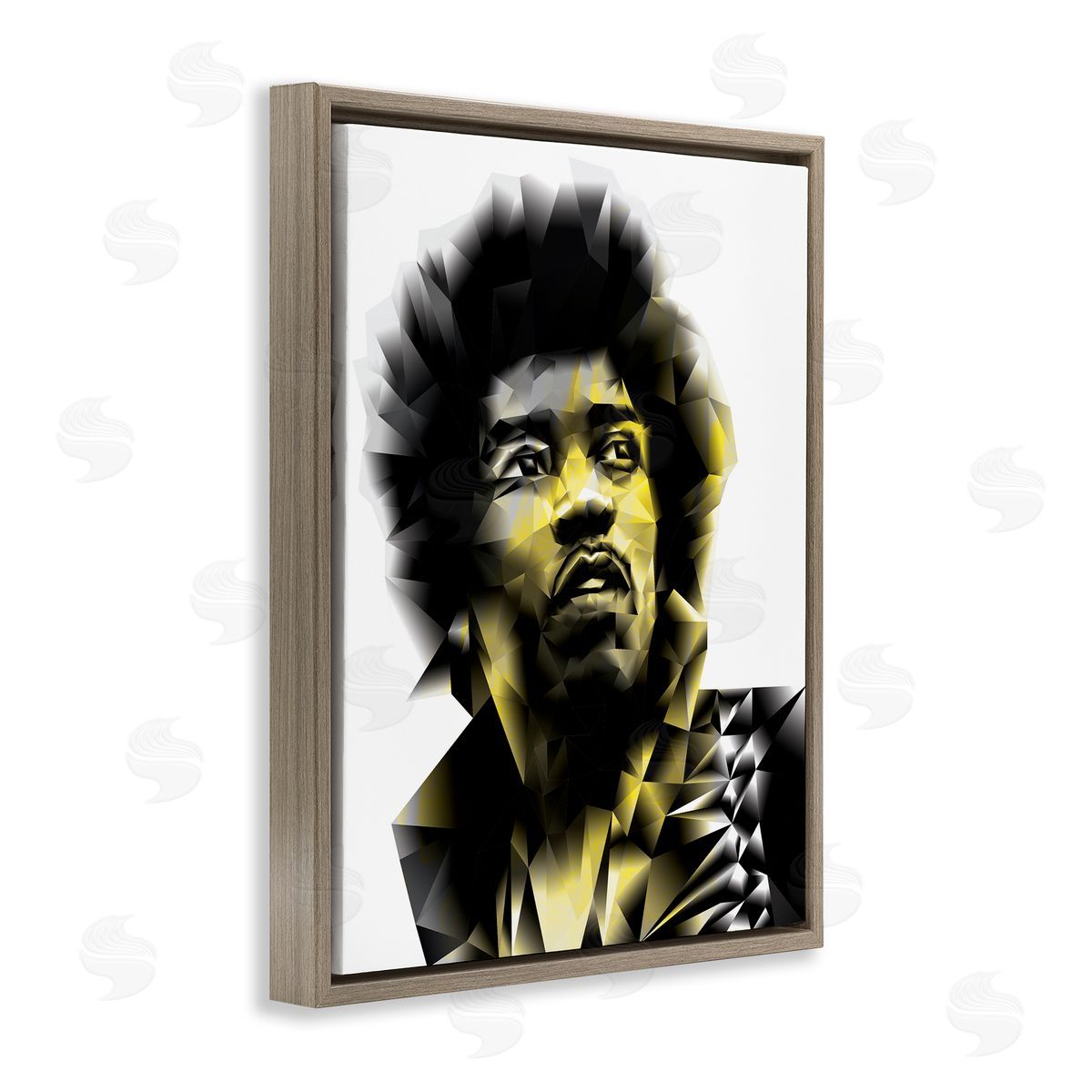 Elisaveta Stoilova Geometric Yellow Male Portrait Brown Floater Frame Canvas Art