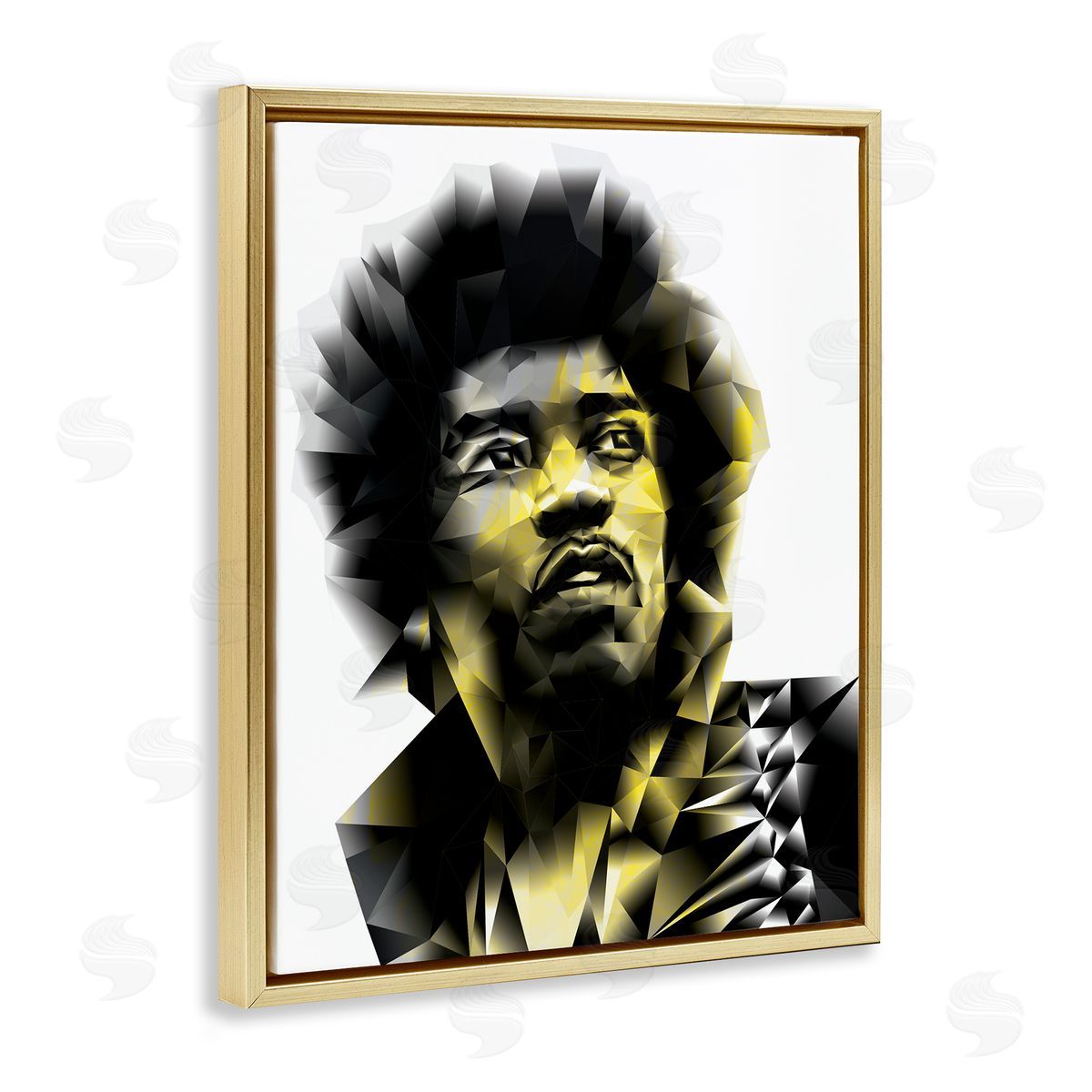 Elisaveta Stoilova Geometric Yellow Male Portrait Gold Floater Frame Canvas Art