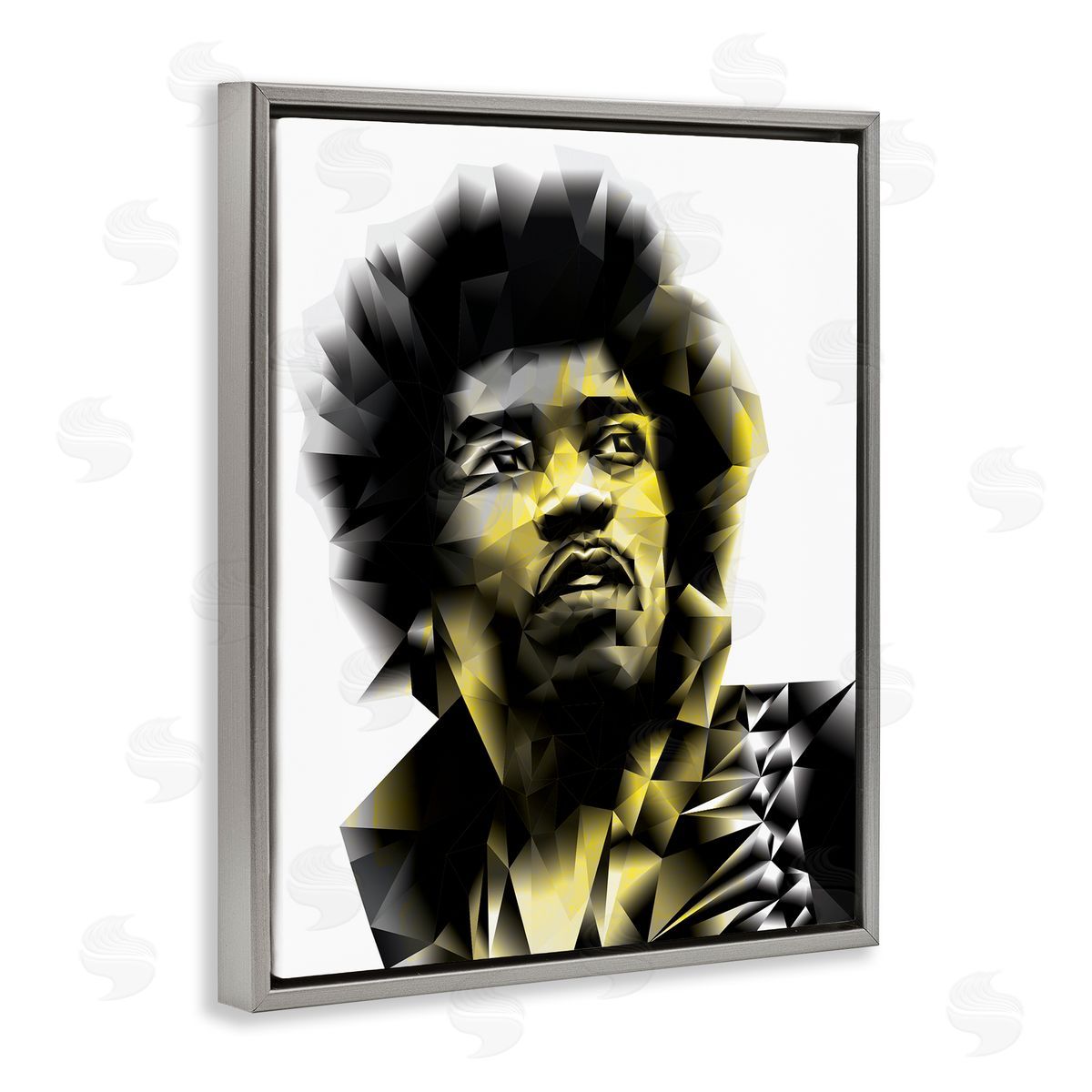 Elisaveta Stoilova Geometric Yellow Male Portrait Gray Floater Frame Canvas Art