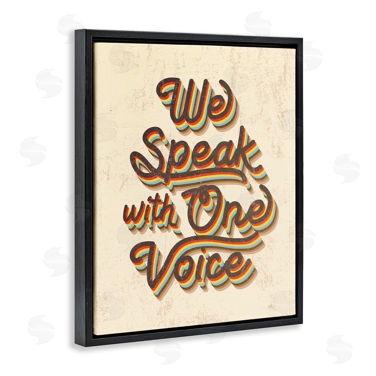 Stupell Studio Speak with One Voice Script Typography Black Floater Frame Canvas Art