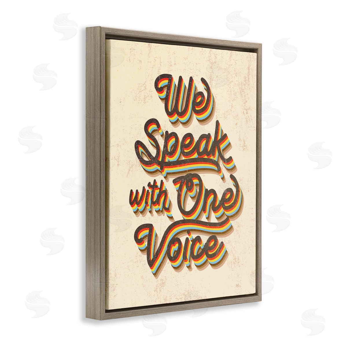 Stupell Studio Speak with One Voice Script Typography Brown Floater Frame Canvas Art