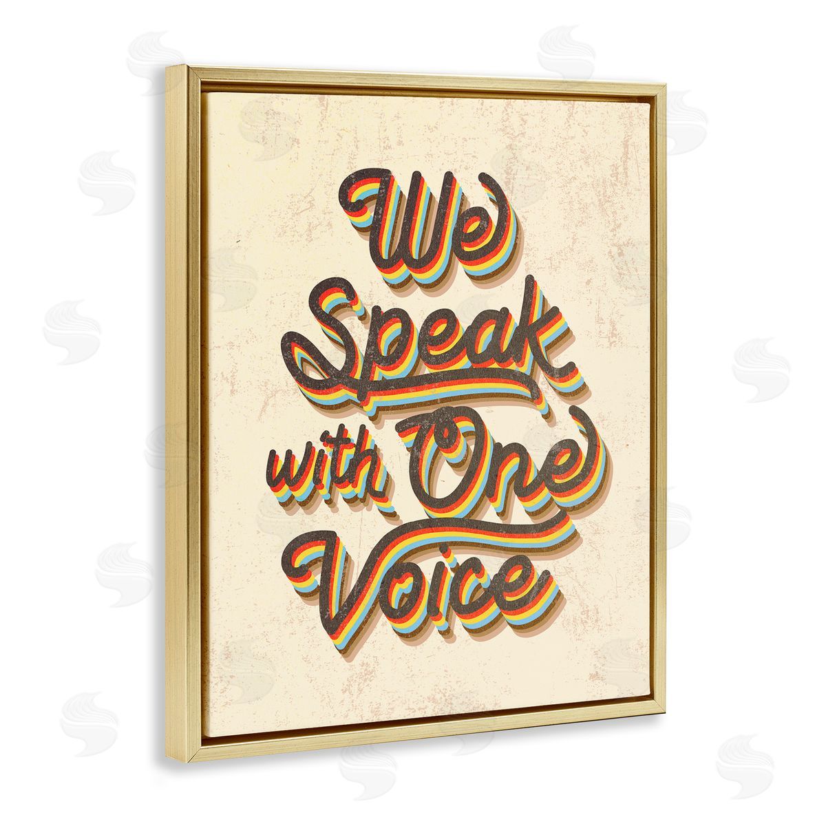 Stupell Studio Speak with One Voice Script Typography Gold Floater Frame Canvas Art