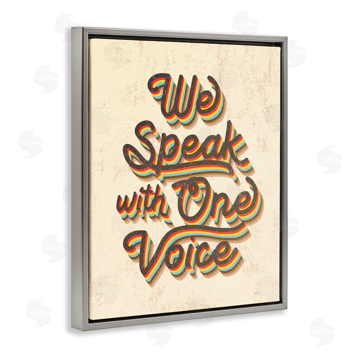 Stupell Studio Speak with One Voice Script Typography Gray Floater Frame Canvas Art